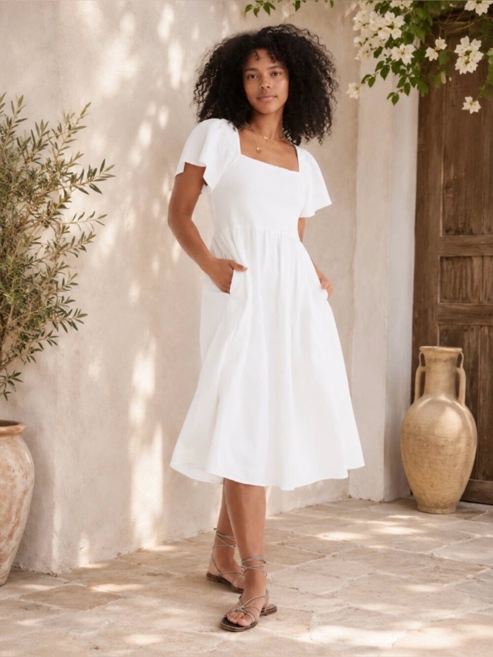 Madewell Lucie Smocked Midi Dress